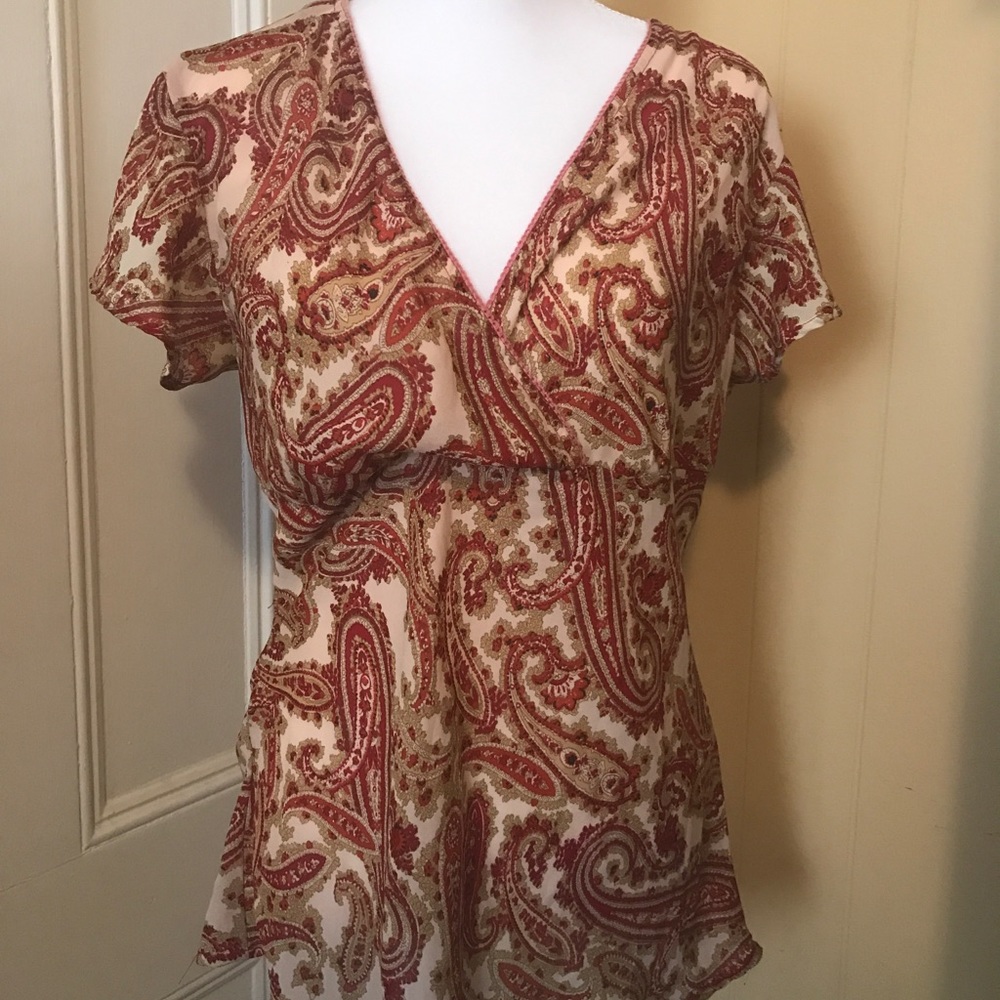 Red Paisley Georgette Top